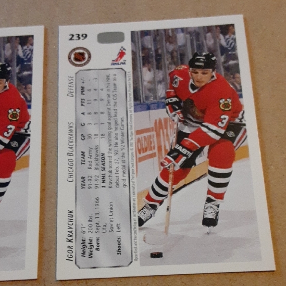 Igor Kravchuk Chicago Blackhawks NHL Hockey Trading Cards Set - Picture 6 of 12